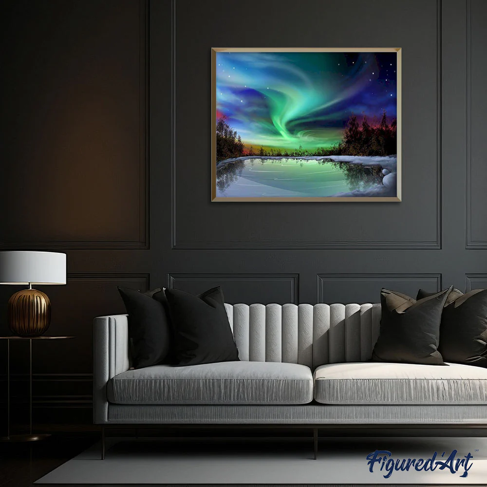 Aurora borealis and Lake - Image 3