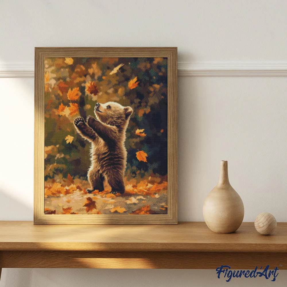 Diamond Painting - Bear and Falling Leaves - Image 3