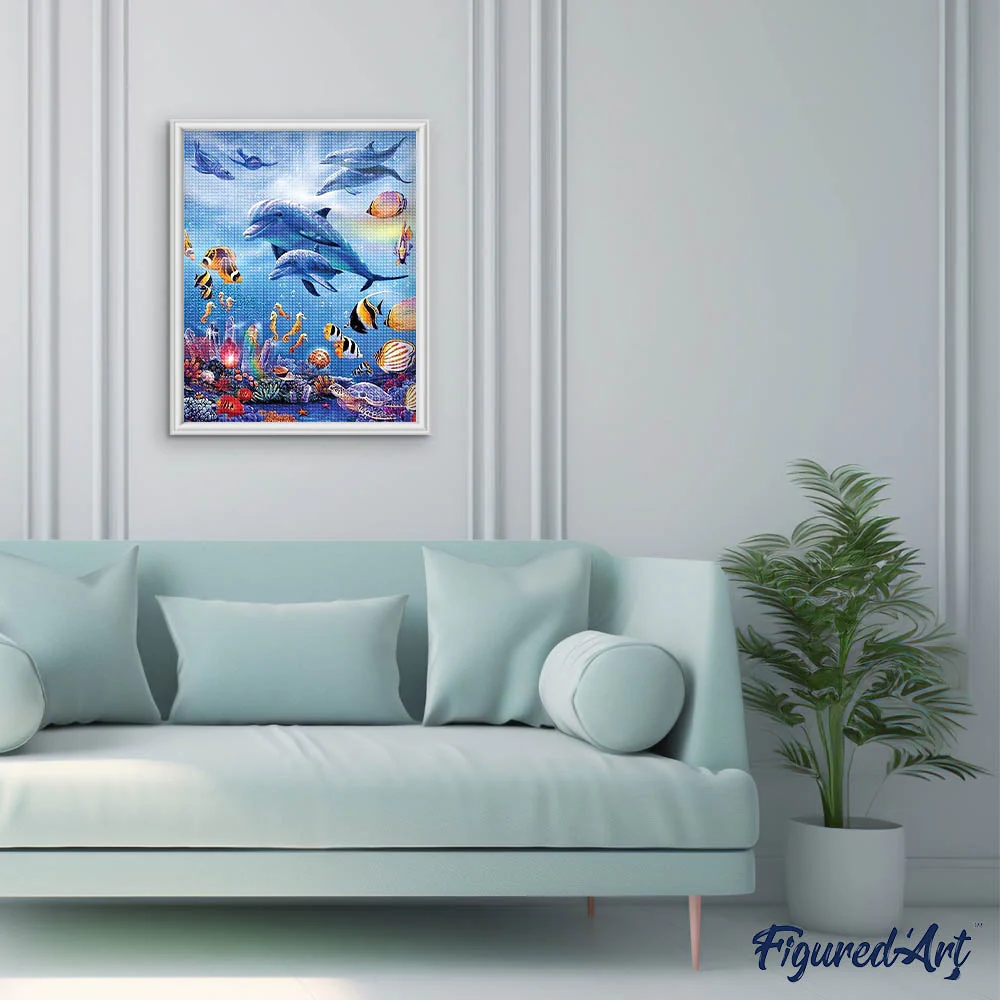 Diamond Painting - Dolphins and sea - Image 3