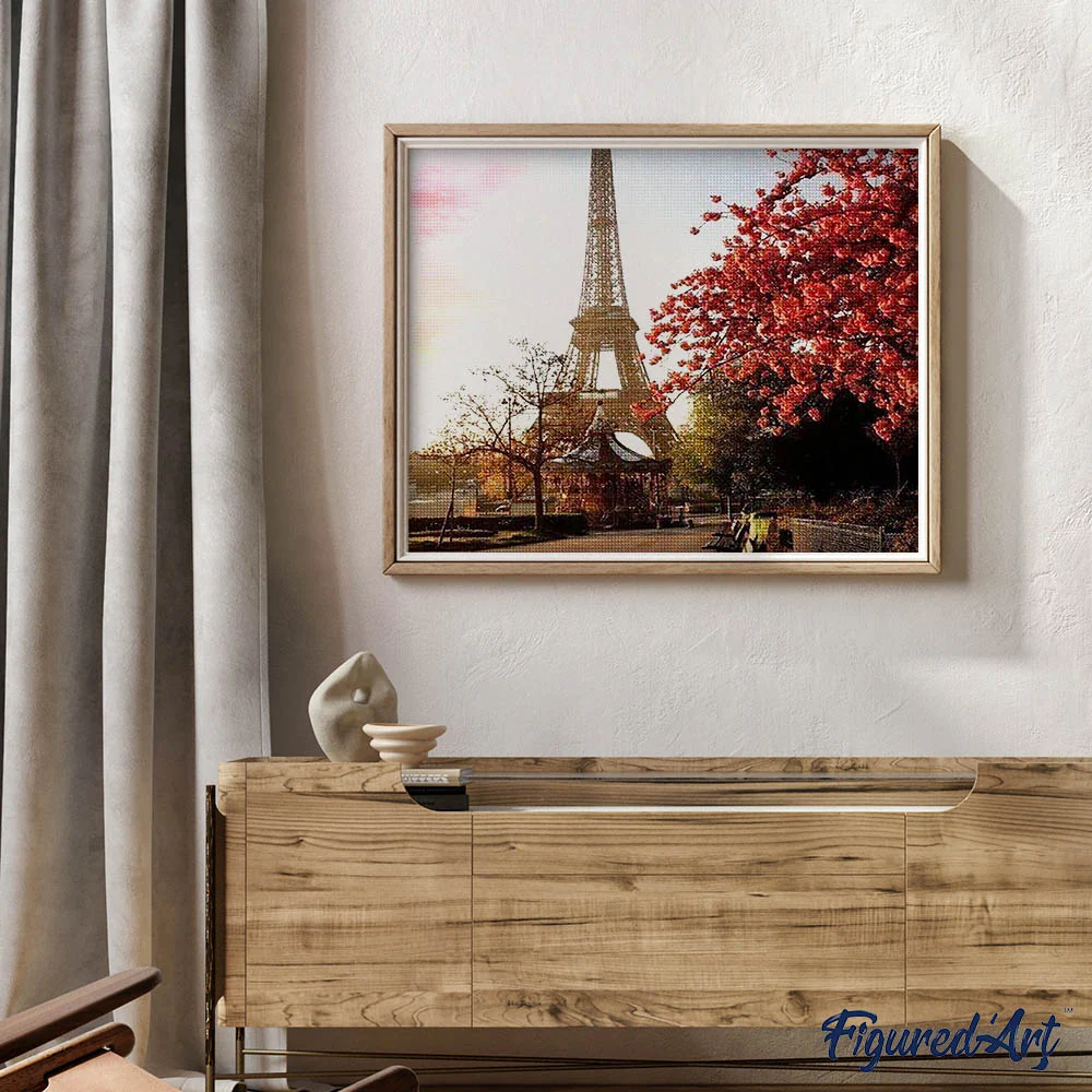 Diamond Painting - Eiffel Tower and Red Flowers - Image 3