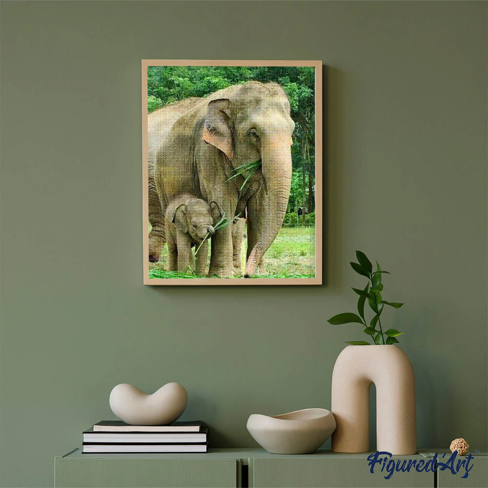 Diamond Painting - Elephant and Newborn - Image 3