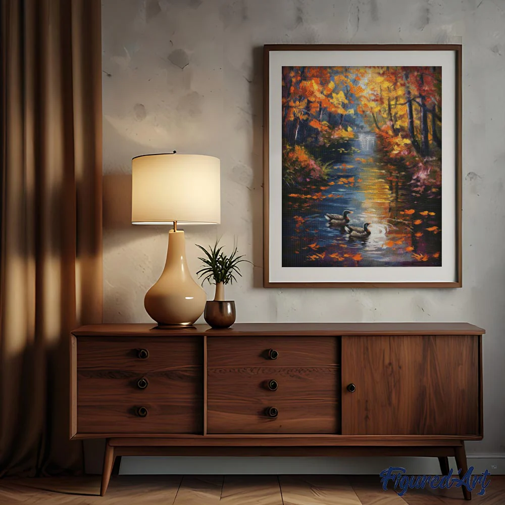 Diamond Painting - Golden Pond in Fall - Image 3