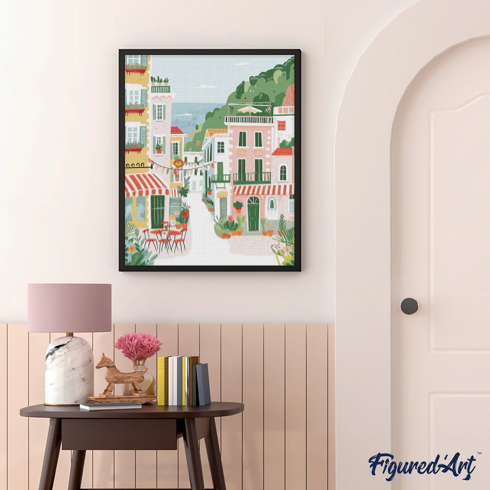 Diamond Painting - Pastel Seaside Town - Image 3