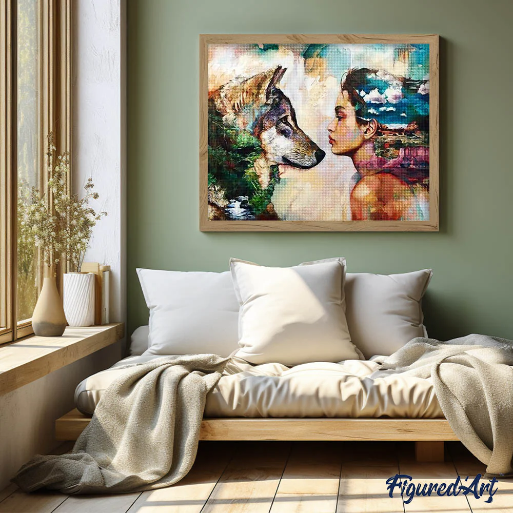 Diamond Painting - Young Woman and Wolf - Image 3