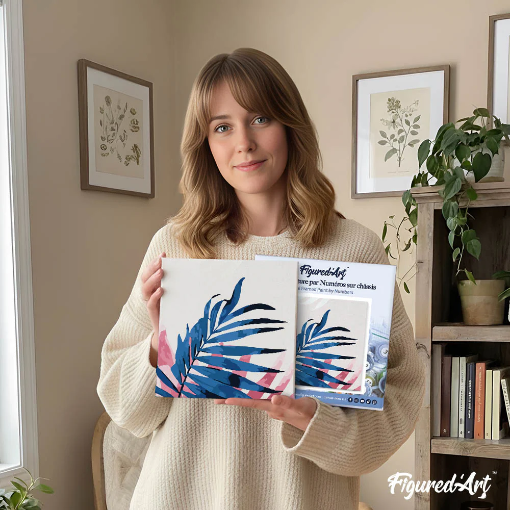 Mini Paint by numbers 8"x8" framed - Abstact Palm Leaves - Image 12