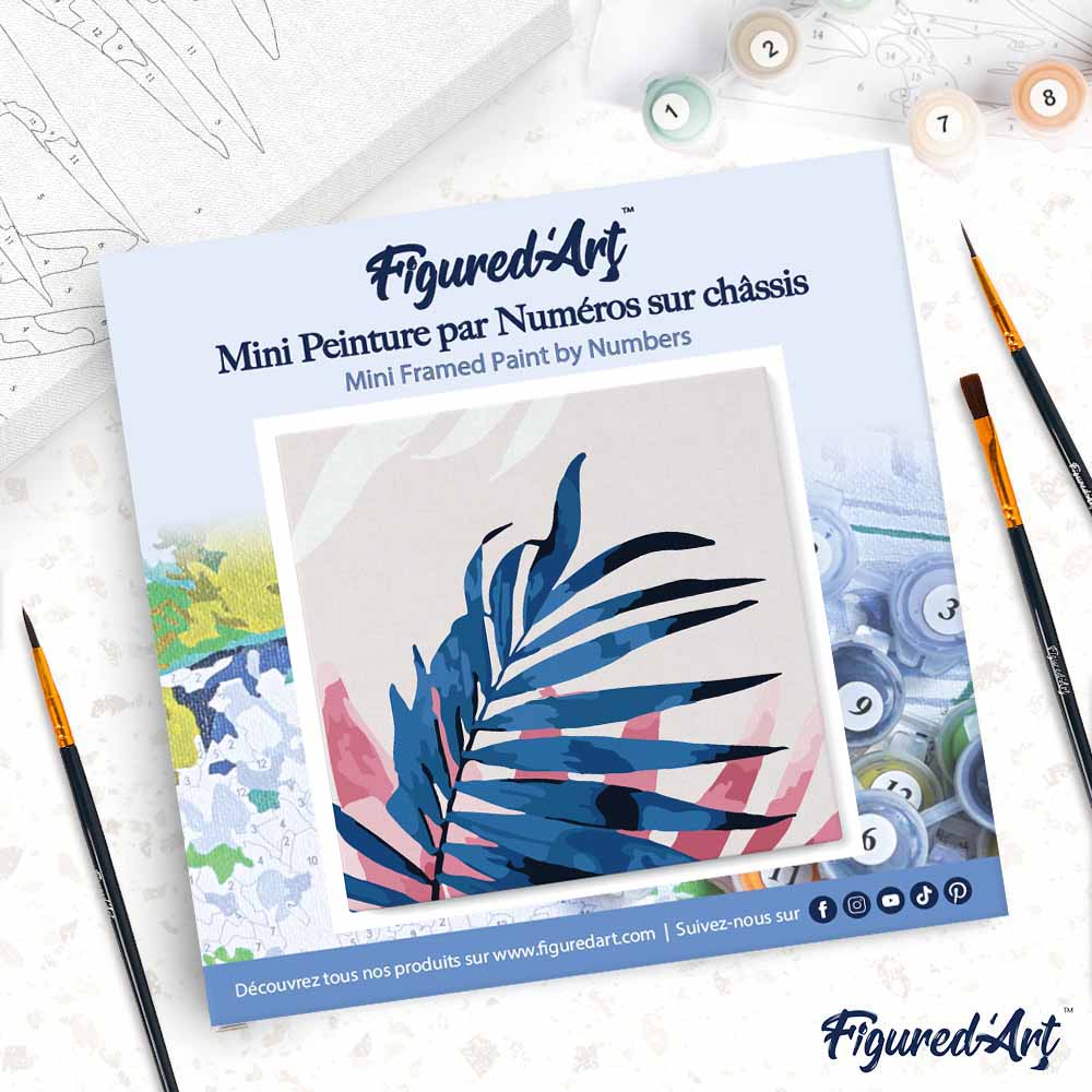 Mini Paint by numbers 8"x8" framed - Abstact Palm Leaves - Image 4