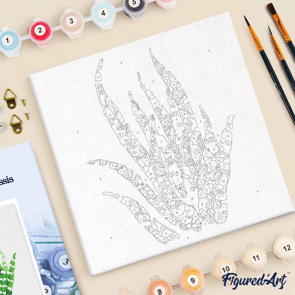 Mini Paint by numbers 8"x8" framed - Abstract Aloe Vera Plant - Image 5