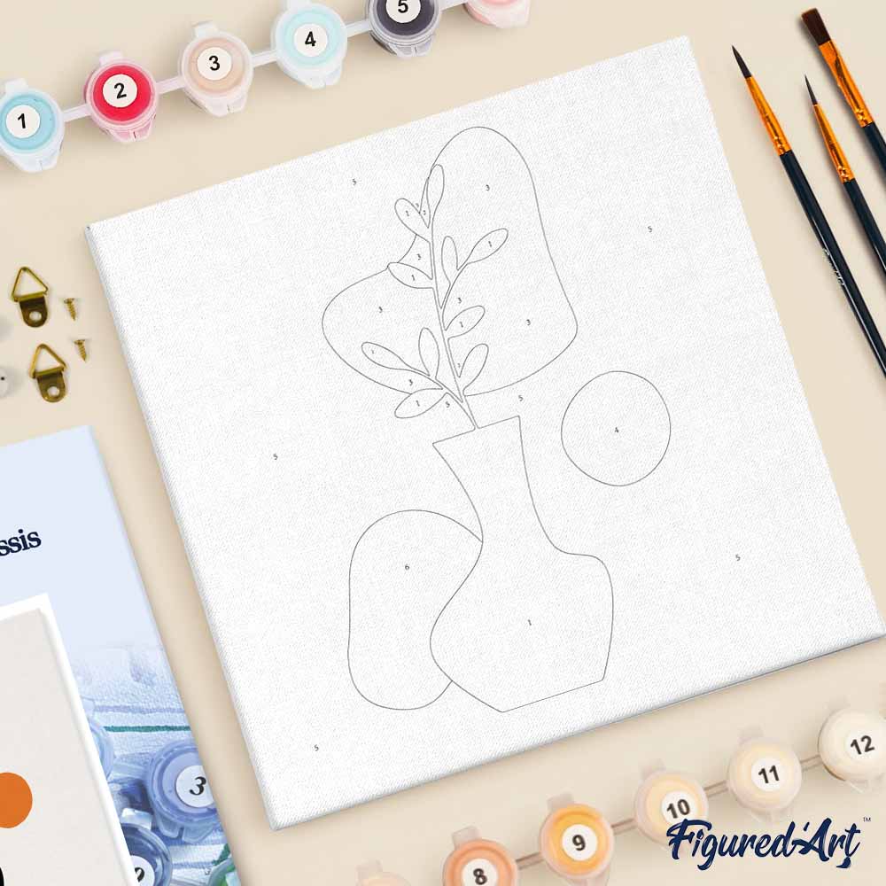 Mini Paint by numbers 8"x8" framed - Abstract Plant Pot Set 1 of 3 - Image 5