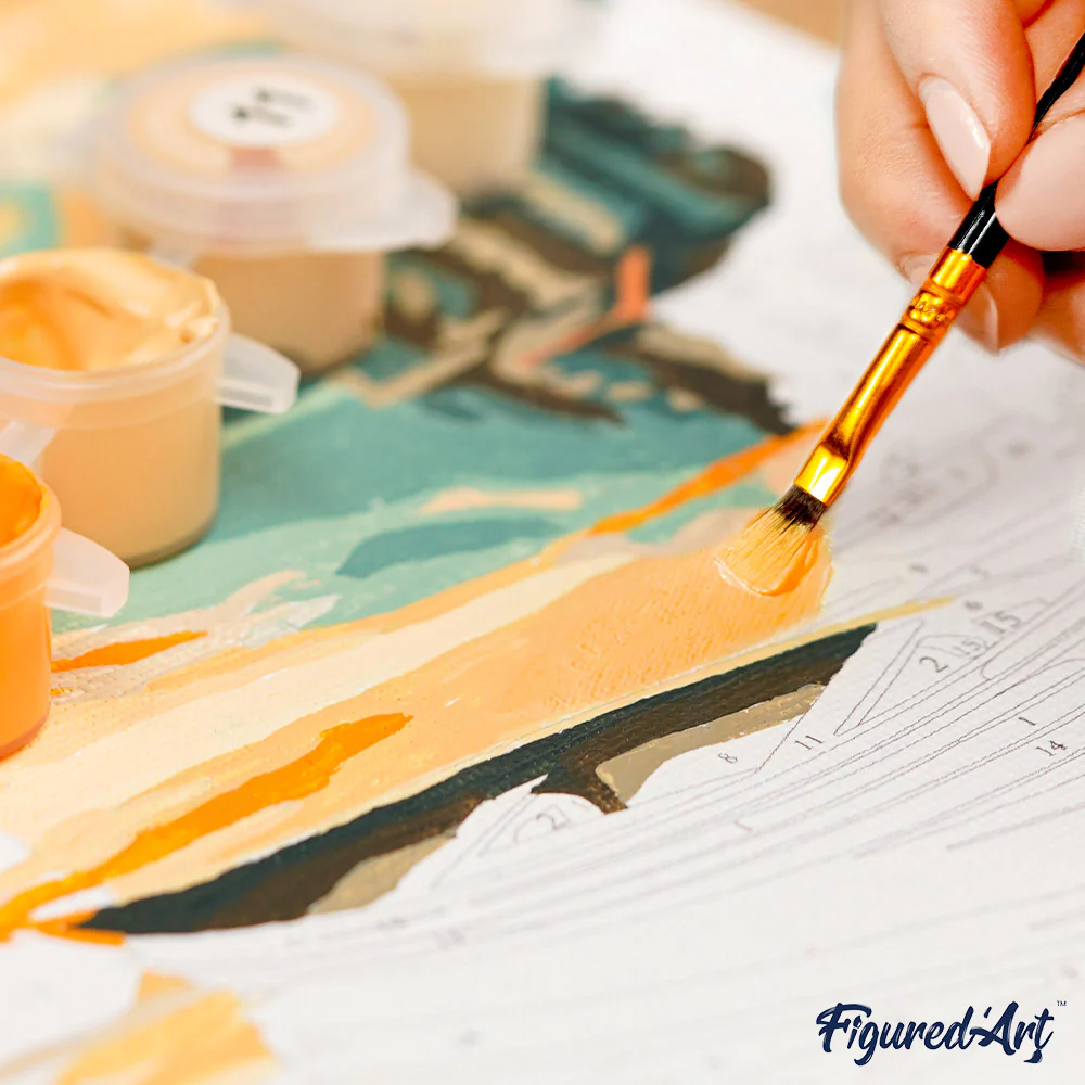 Mini Paint by numbers 8"x8" framed - Abstract Plant Pot Set 1 of 3 - Image 9