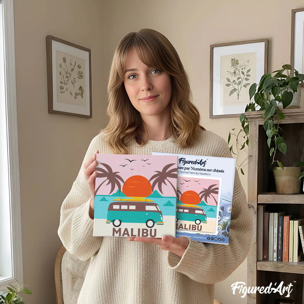 Mini Paint by numbers 8"x8" framed - Malibu Sunset - Image 12