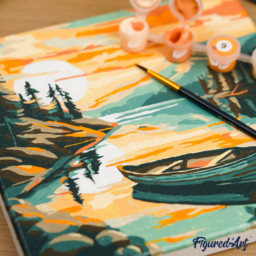 Mini Paint by numbers 8"x8" framed - Woman in the room with plants - Image 10